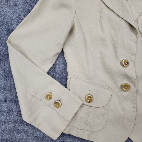 Banana Republic Blazer Womens 6 Beige Linen Stretch Blend Casual Y2K Career Coat - Picture 10 of 16